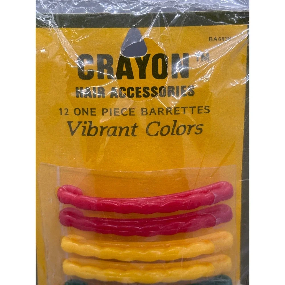 Crayon 12 Pc Plastic Slide Wavy Barrettes Shalom Hong Kong 80's Kidcore Vtg